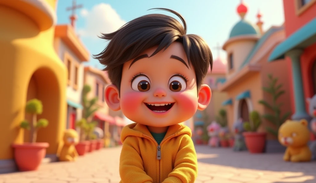  facing the camera with a love expression with the tender eyes, pixar style