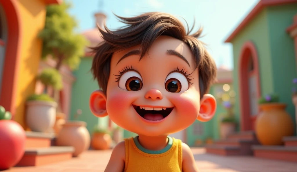 ??? facing the camera with a expression funny, happy, Pixar style