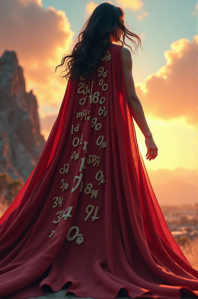 A wonder woman cape that has percentages