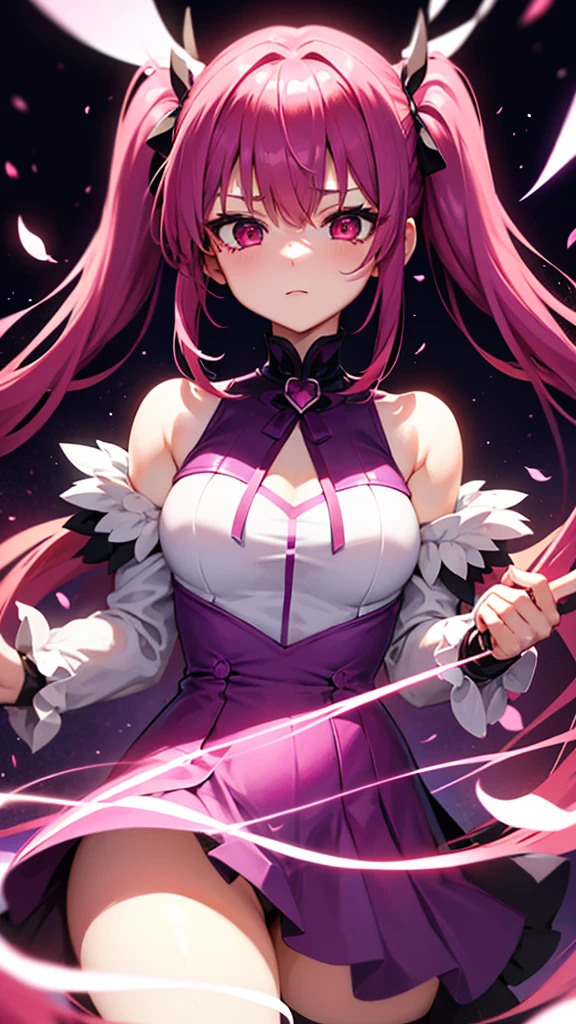 Too much exposure,Magical girl,Purple to red gradient hair color Red eyes,Twin tails,
