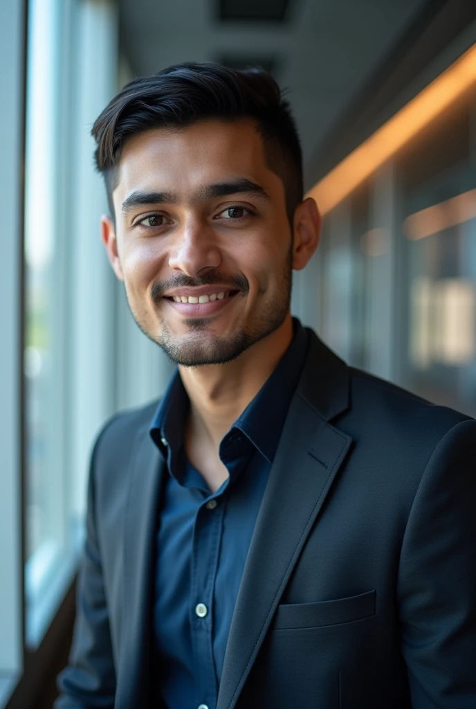 Generate a professional background profile image for LinkedIn with my name as Srujan Kumar and with designation Software Engineer