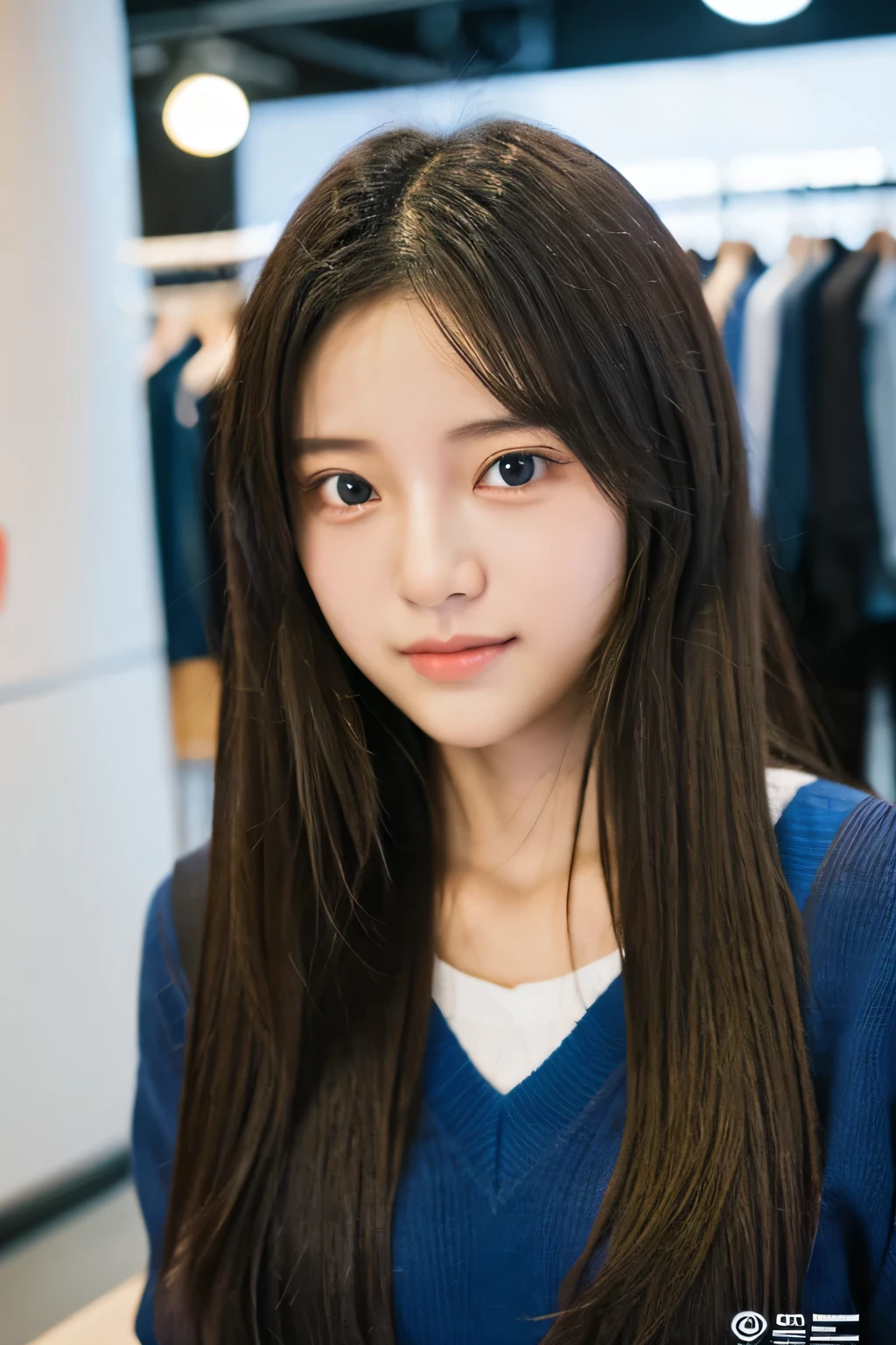 student girl korean cute face model studio photo background in departemen store
