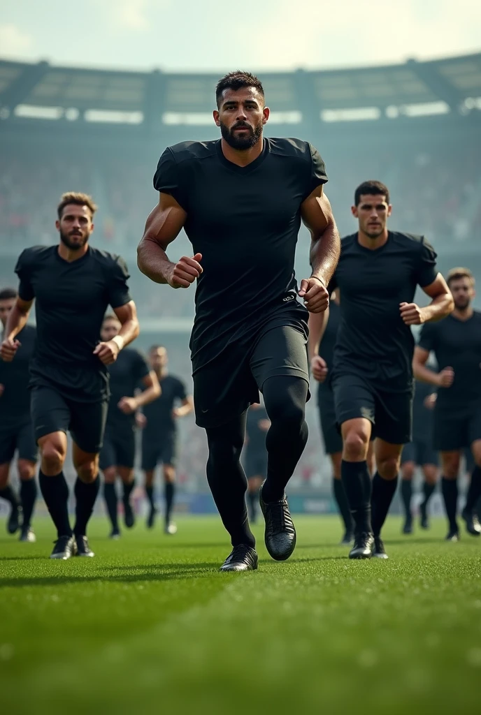 A new journey begins in football games every player in black jersey