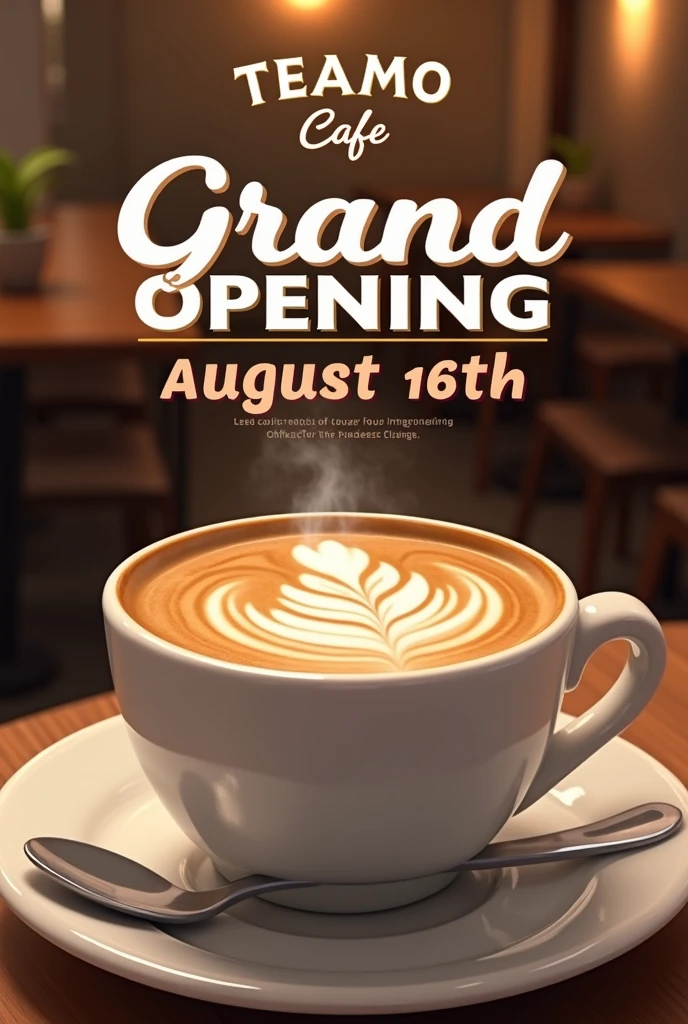 Hd poster with cuppuccino For grand opening on 16th August Teamo cafe