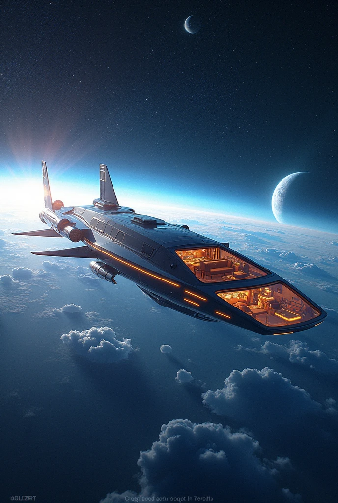 Spaceship、sightseeing、All-round glass、Glass windows on the sides、Sense of luxury、noon