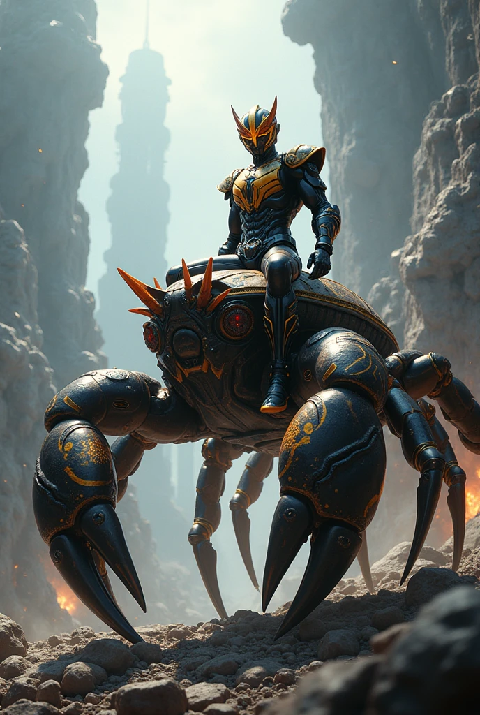 Kamen Rider Decade riding on a crab