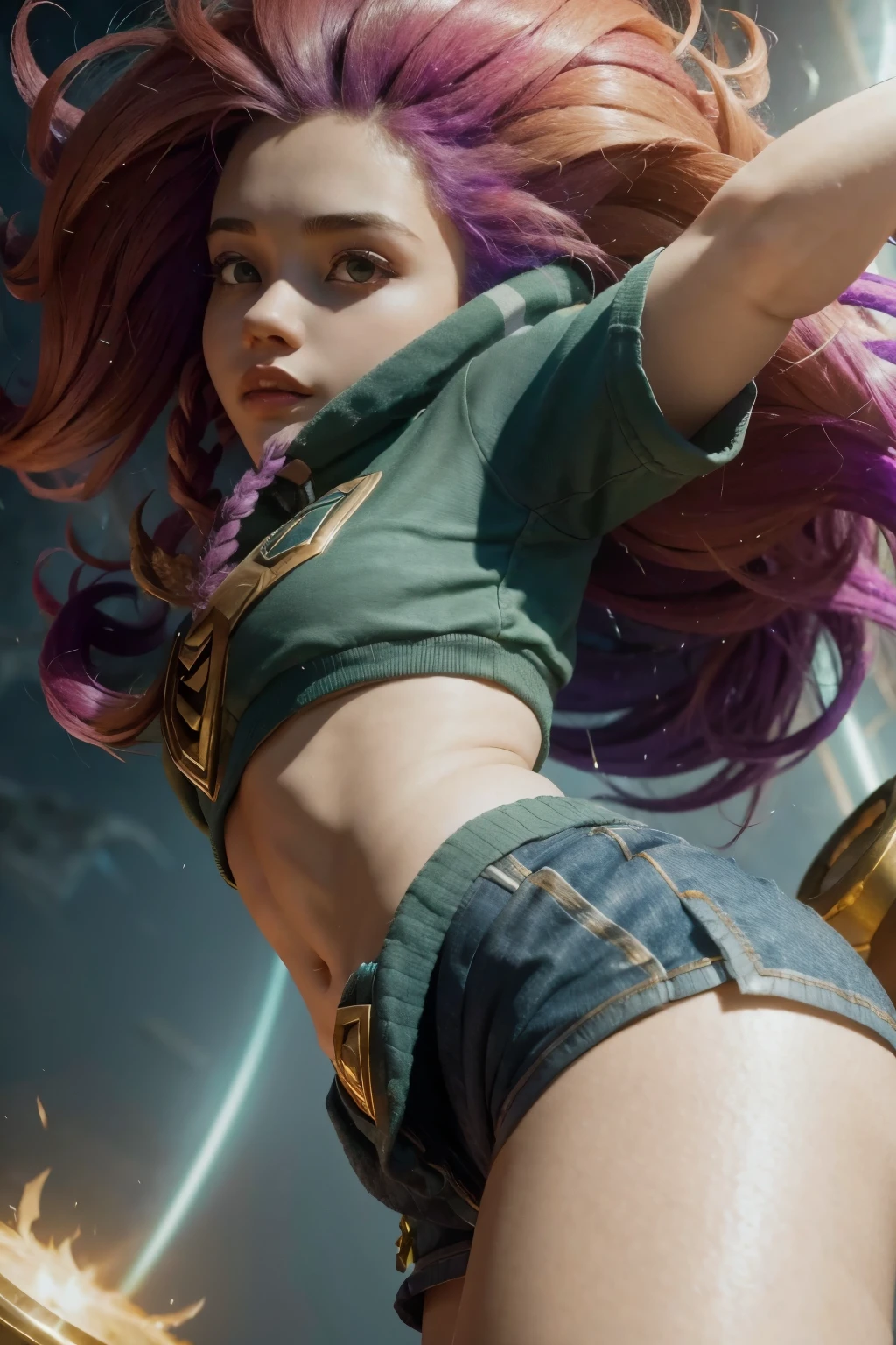 (zoe league of legends), a girl, shorts, high resolution, super detaill, 8k, Overview