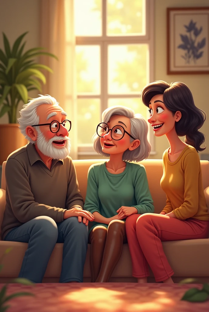  more  old parents were shock   woman  in  love and support had inspired him to achieve his goal suprised cartoon and successful man going to thier women 