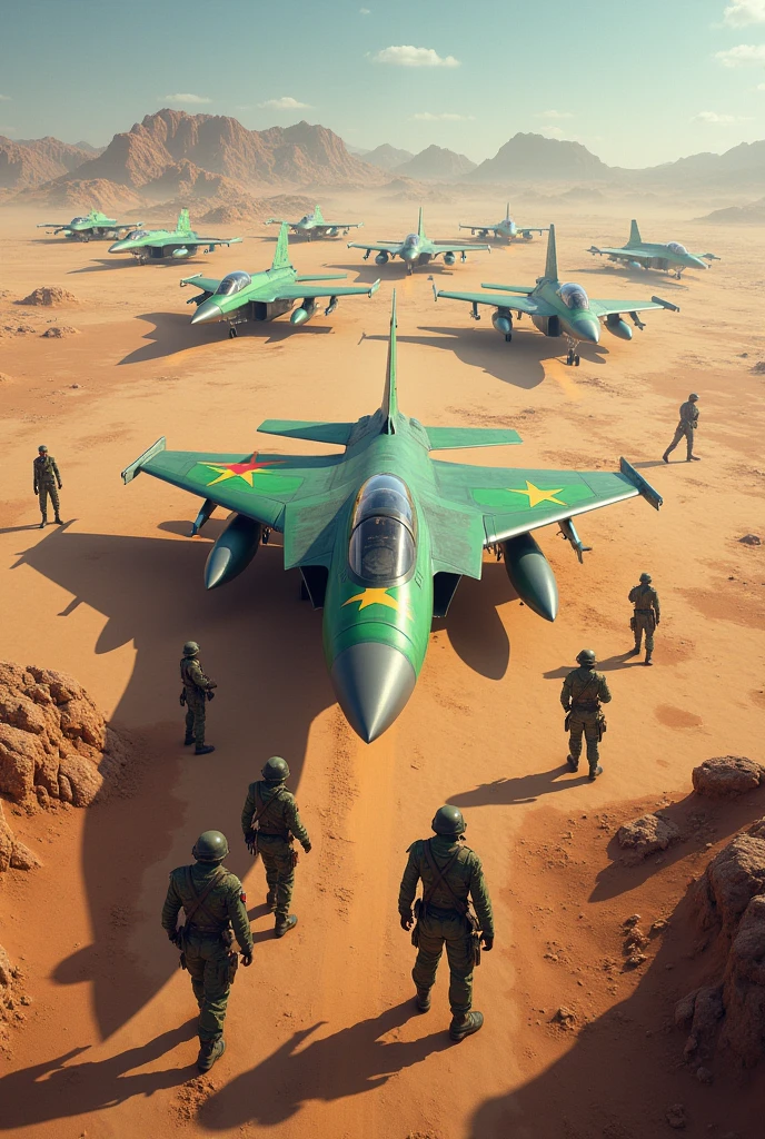 Somali's military with aircrafts with somalia flag