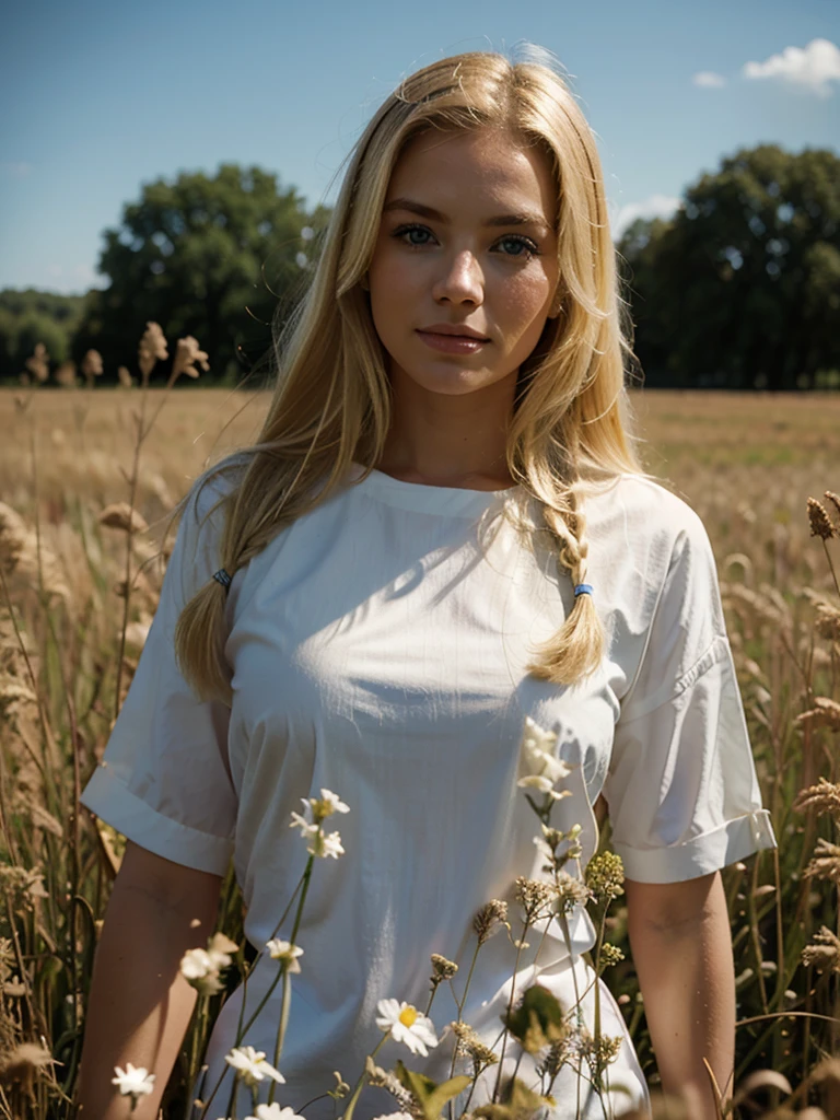 Blond woman in the field