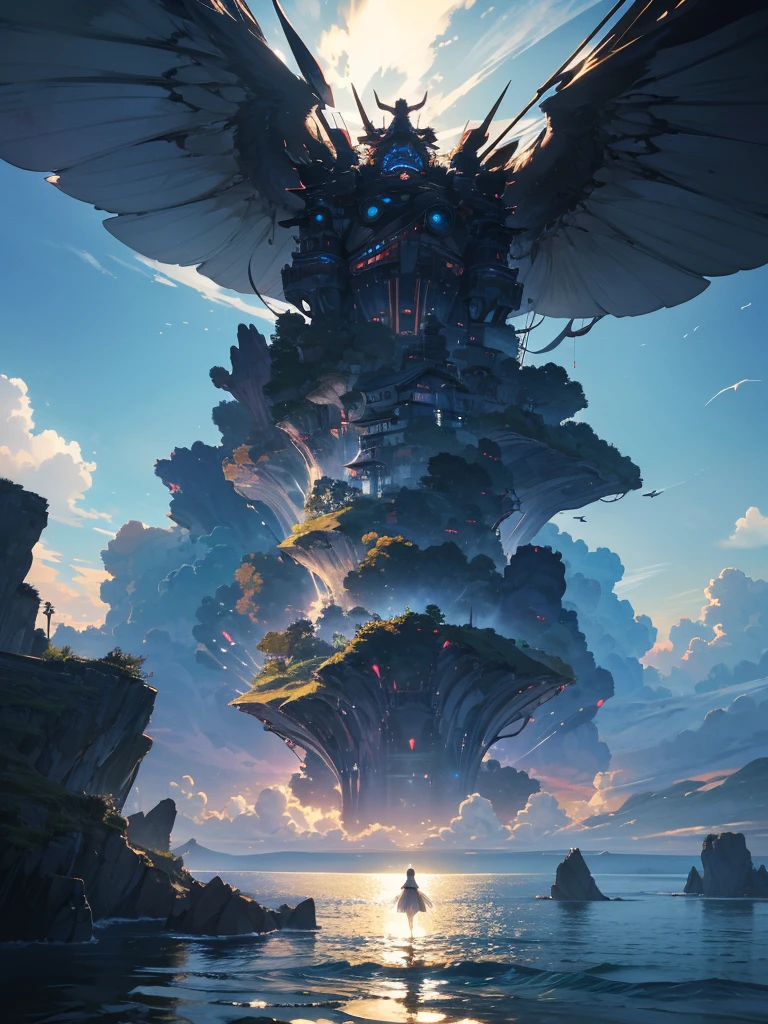 score_9, score_8_superior, score_7_superior, score_6_superior, score_5_superior, masterpiece, Highest quality, Intricate details, Sharp focus, Super detailed, null, (null飛ぶ島:1.2), null, cloud, Fantasy Landscape, Mysterious,
nullに浮かぶ巨大な都市, cloudのsuperiorの町, Floating School City, you can see the horizon, There's a city below,1people々, Purple eyes, Blonde
