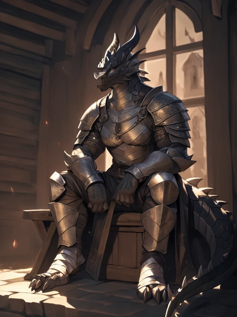 Male black dragon barbarian