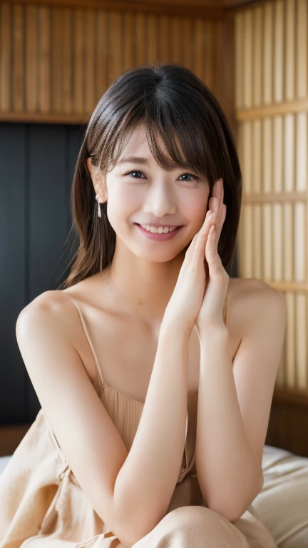 ((Highest quality, 8k,)), Browsing Caution, front, Heavy chest, charm, Accurate limbs, First Person View, (masterpiece:1.3), Realistic, photo-Realistic, RAW Photos, Beautifully detailed face, Pale skin, Detailed hair texture, Perfect body, Anatomically correct,Natural neck length, (Beautiful Hそしてs), (Fair skin:1.2), (Highest quality:1.4), finely,(Very beautiful facial details), (Big Breasts:1.0),フルnude、Fashion model posing、Whole Body Ezbian、nude、thin、Hip、thin脚、フルnude,Exposing the breasts、Portraiture,One Woman, (RAW Photos:1.2), Intensive、At the bed、Bright room、naked、Japanese、small、Areola、frontを向いて、Bright room、 (Photorealistic photography:1.4), (超Realisticな:1.4), (Realisticな:1.3), (softer lighting:1.05), (映画の照明Improvement of quality:0.9), topless、Underless、上半身naked、naked、, (Bright light:1.2), (Improvement of quality:1.4), (Highest qualityのリアルテクスチャスキン:1.4), Detailed eyes, finely描かれた顔, ( Joyful), (smile:1.1), (Enhances the beauty of skin texture.:1.1)、Stick your butt out、On all fours、Spread your legs、Spread your legs、Show me your crotch、