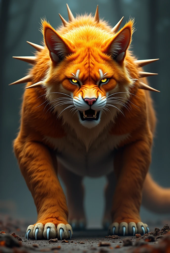 orange cat,spikes at the back