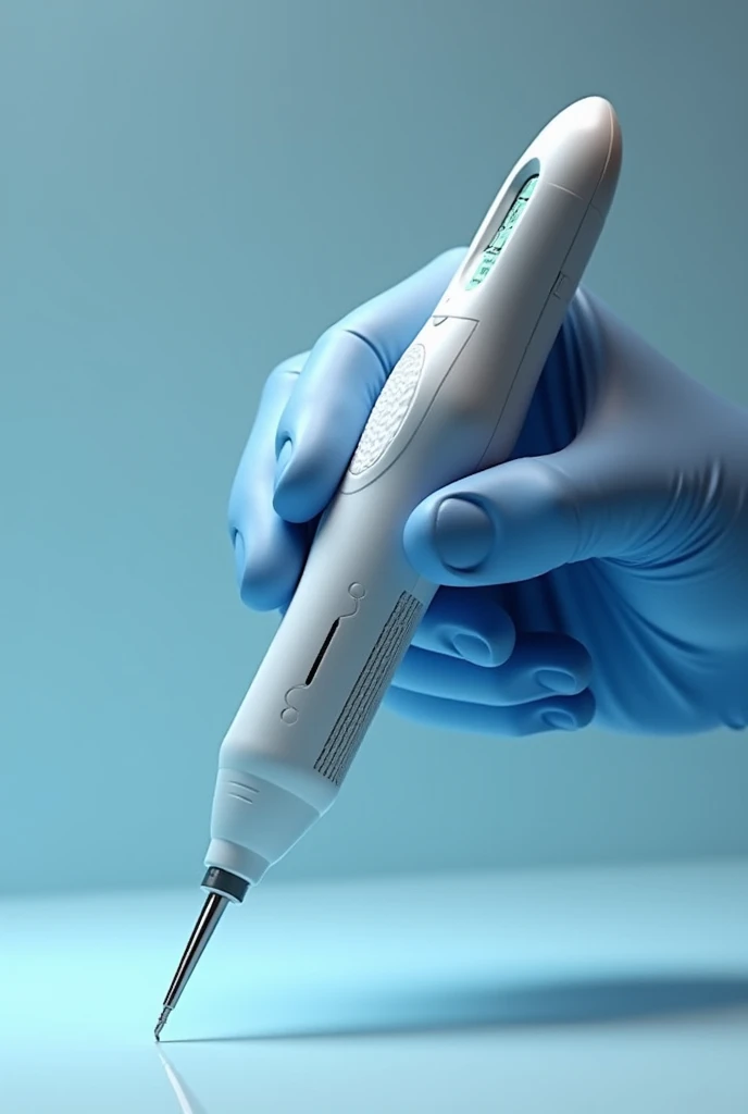 Create the image of a biomedical chip applicator. That is made with polymers