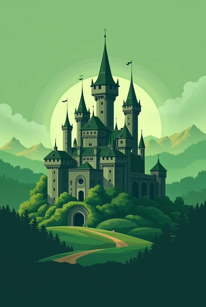 You can create an elegant castle logo for a football team with a green background