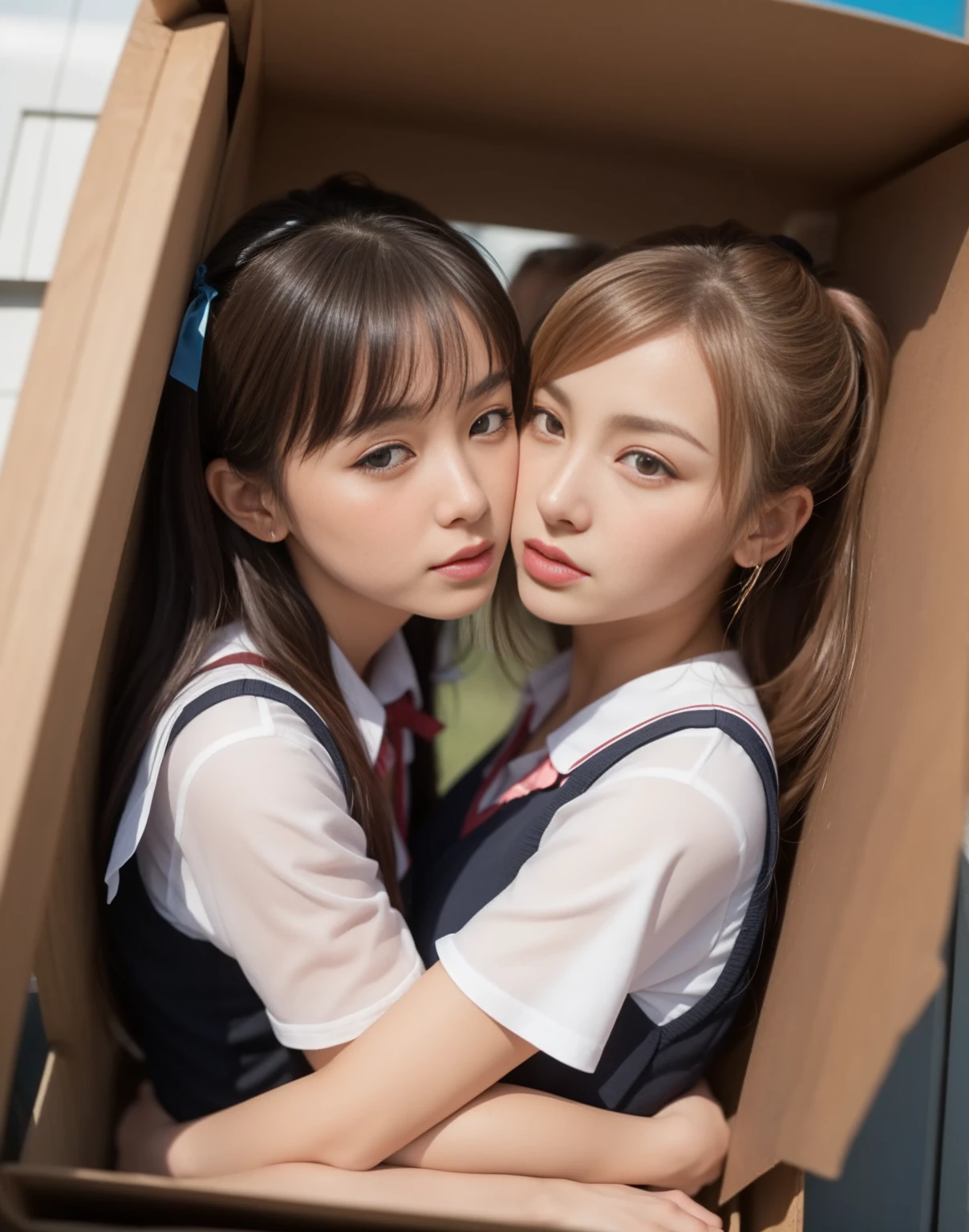 (kiss:1.4),(reluctantly:1,8), (blush:1.4), breasts