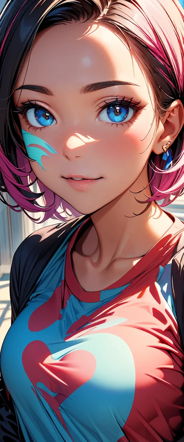 (highest quality:1.2, Very detailed, Latest, Vibrant, Ultra-high resolution, High Contrast, masterpiece:1.2, highest quality, Best aesthetics), (Small face), (Very detailedな肌:1.2), One Woman, beautiful girl, Beautiful Face, variegated hair, Dark Skin,