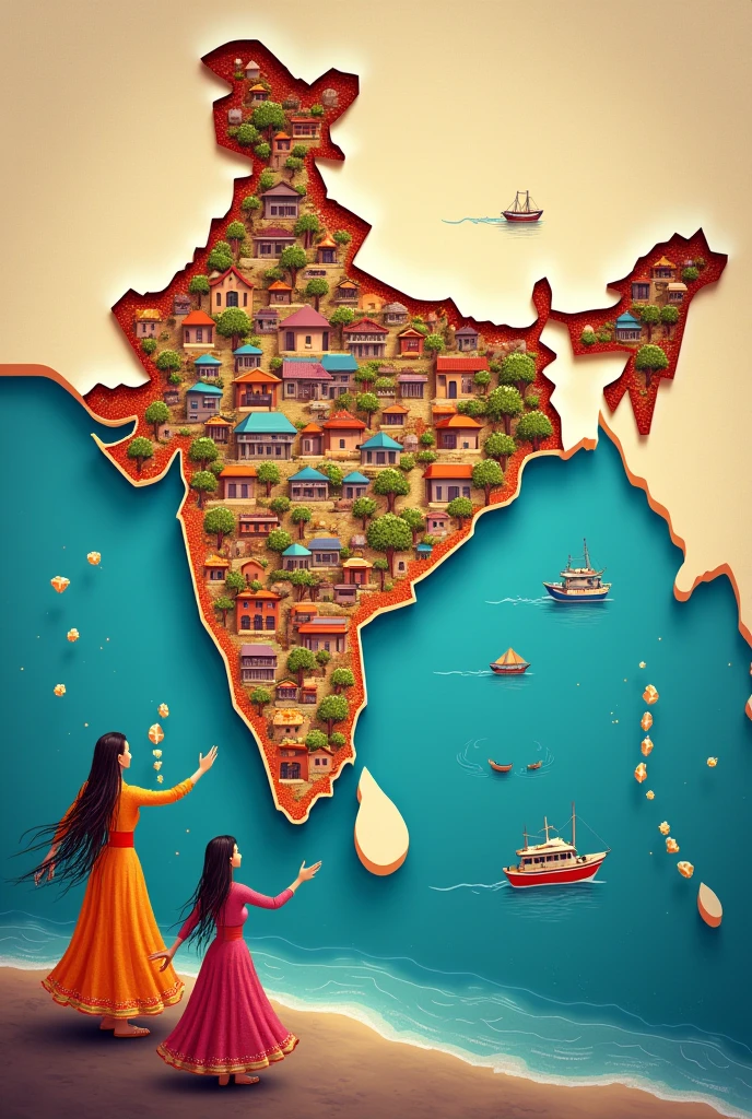 maritime relation of surat, city in Gujarat with map of India, garba dance and diamond business