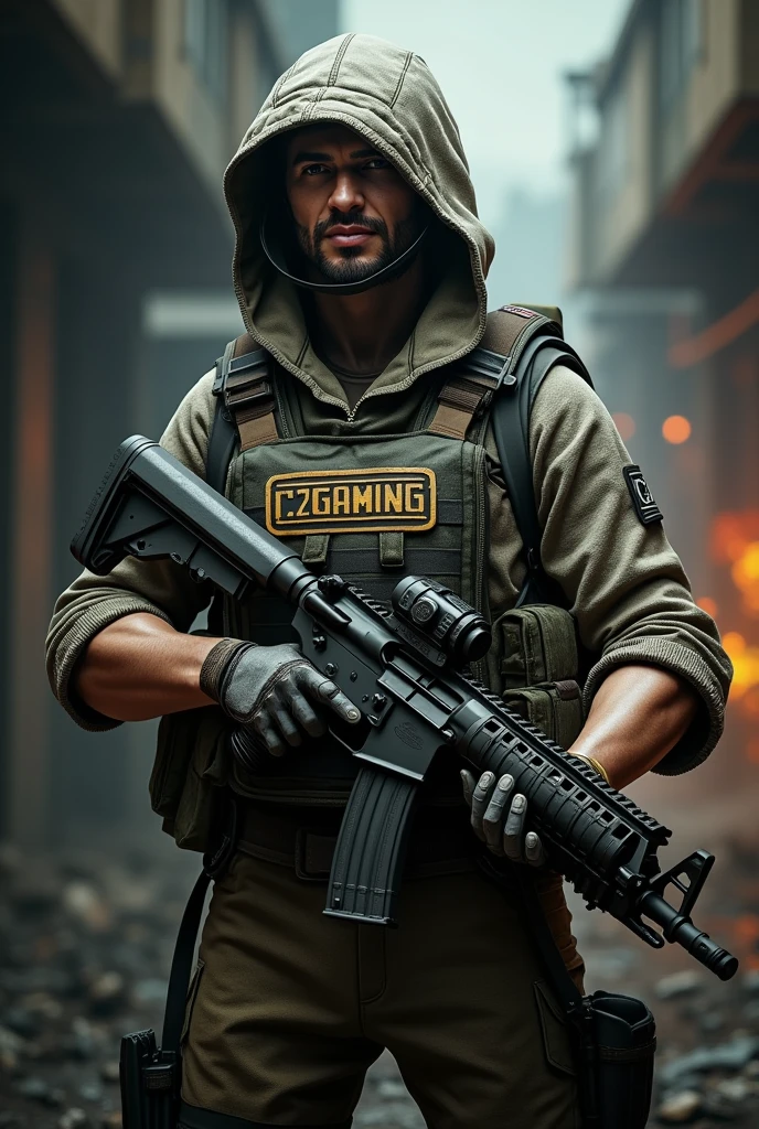 Pubg character with m416 gun and logo name C2GAMING 