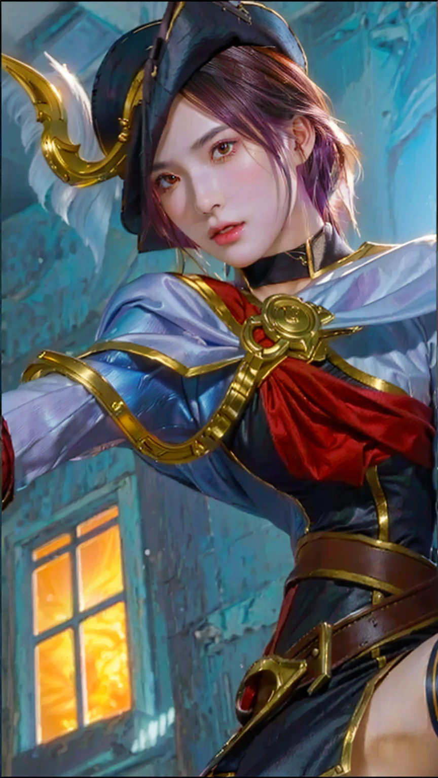 a close up of a woman in a pirate costume holding a sword, orianna, kda, astri lohne, artgerm lau, range murata and artgerm, cushart krenz key art feminine, artgerm detailed, rin, artgerm jsc, ruan jia and artgerm, leblanc, style artgerm