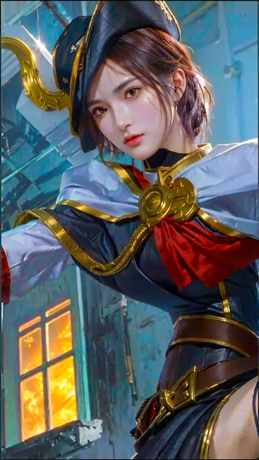 a close up of a woman in a pirate costume holding a sword, orianna, kda, astri lohne, artgerm lau, range murata and artgerm, cushart krenz key art feminine, artgerm detailed, rin, artgerm jsc, ruan jia and artgerm, leblanc, style artgerm