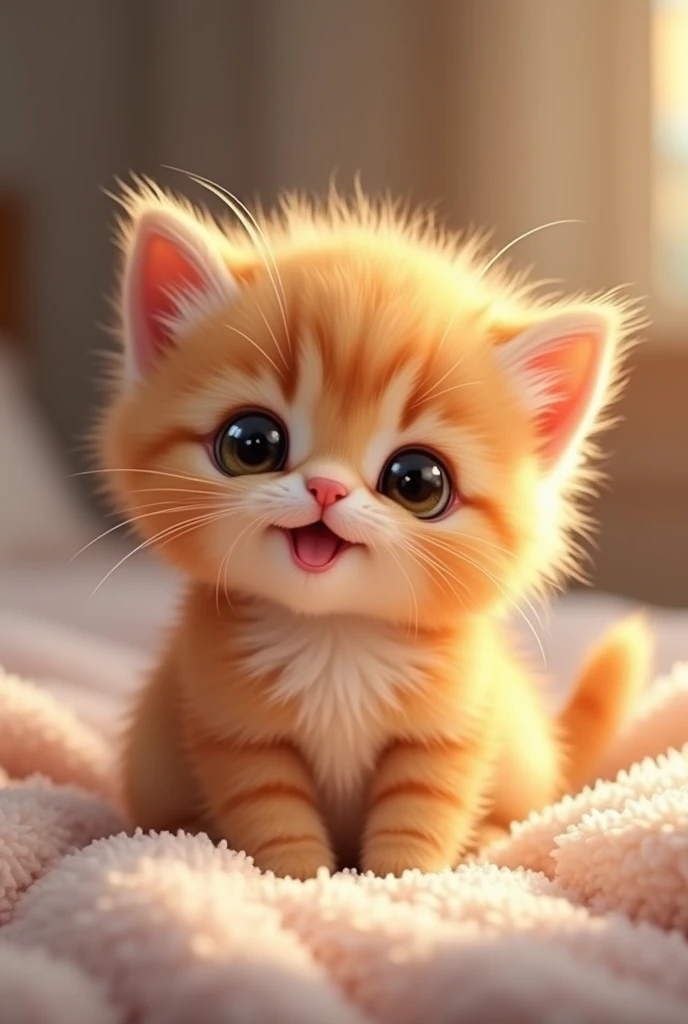 A very tender kitten, cheered up