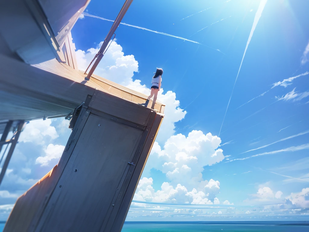 nullに浮かぶ巨大な都市, cloudのsuperiorの町, Floating School City, you can see the horizon, There&#39;s a city below,１people々, Purple eyes, Blonde,score_9, score_8_superior, score_7_superior, score_6_superior, score_5_superior, masterpiece, Highest quality, Intricate details, Sharp focus, Super detailed, null, (null飛ぶ島:1.2), null, cloud, Fantasy Landscape, Mysterious,