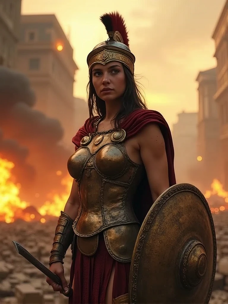 a 23-year-old Spartan warrior stands her ground in a Greek city engulfed in flames and pillage.,