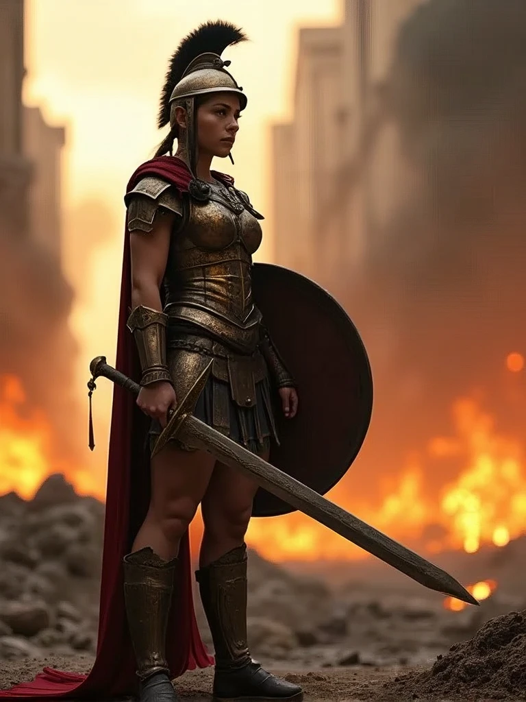 a 23-year-old Spartan warrior stands her ground in a Greek city engulfed in flames and pillage.,