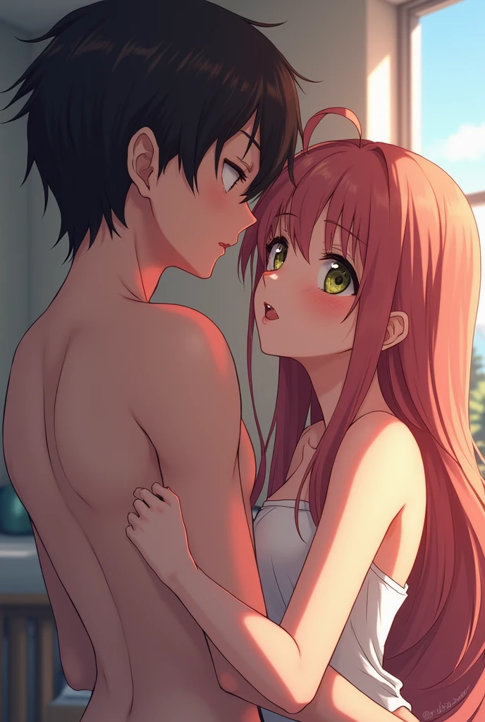 The boy puts his penis in the girl&#39;s mouth and she sucks him anime without clothes and visible intimate parts 