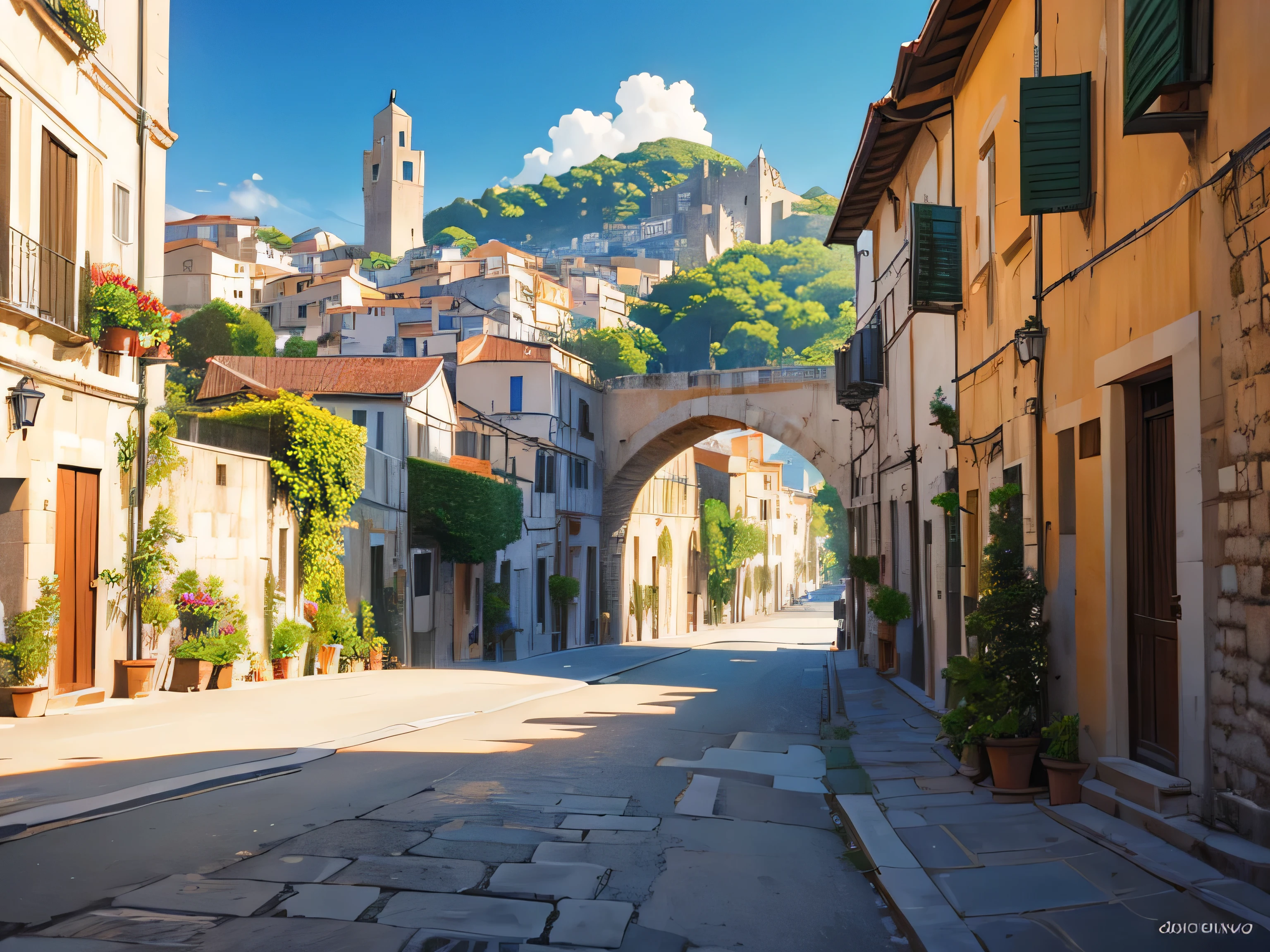 Looking at the streets of medieval southern Italy from a far distance