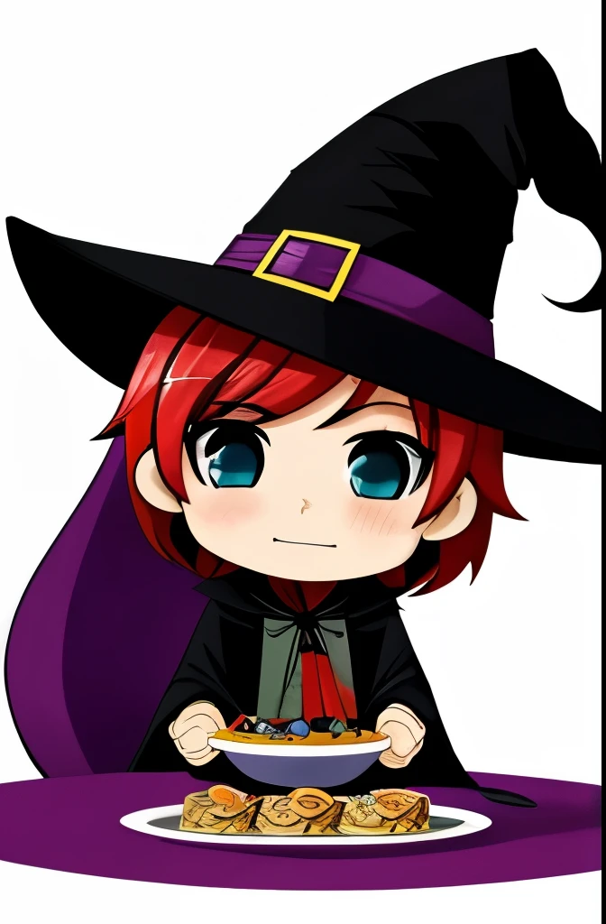 Masterpiece, best quality, chibi, wizard tea party, handsome male witch, beautiful witch, happy, vibrant, colorful