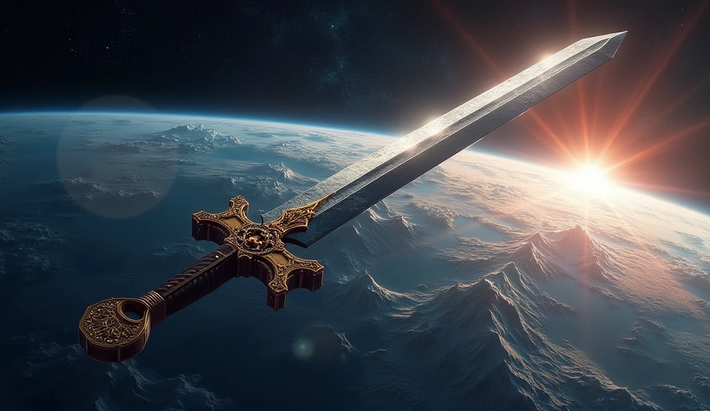 the earth, gigantic sword, from space, 