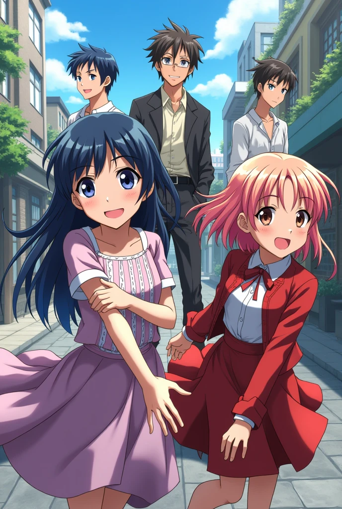 A classmate's anime type 2 girls and 3 boys 
