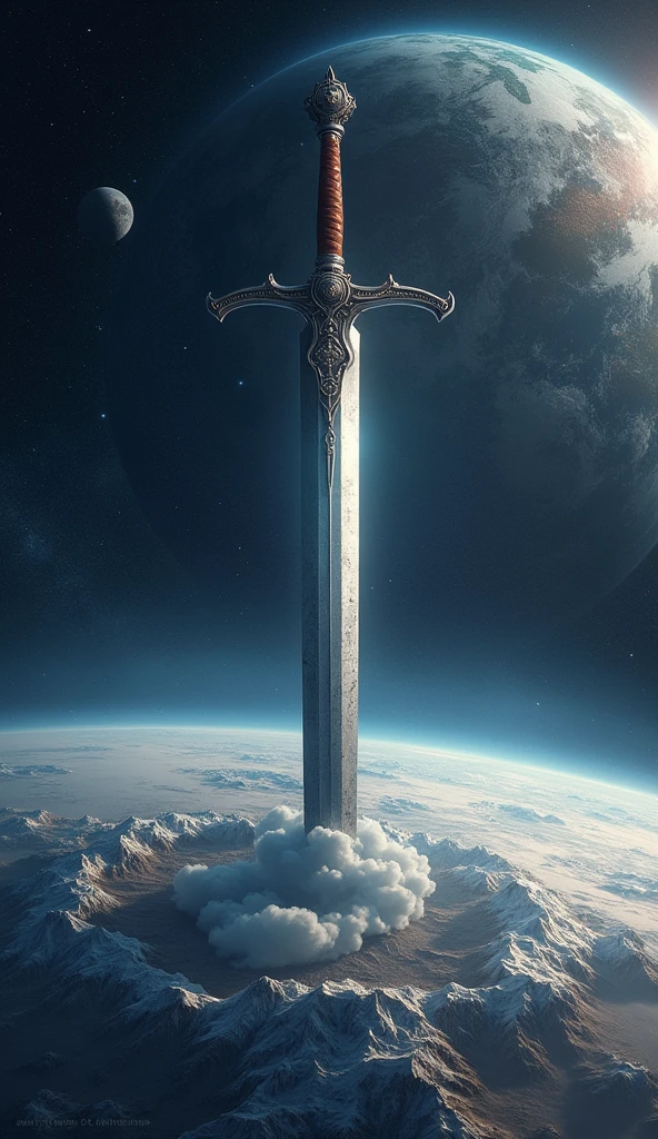 the earth, gigantic sword, from space, 