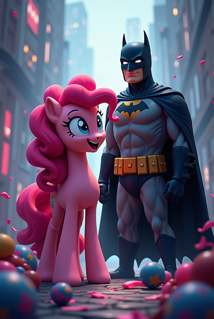 Pinkie pie pony and batman together
