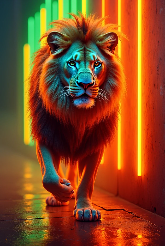 Neon Lion image indipendence orange white green with name shankar