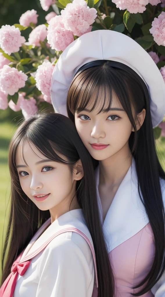 惊人of决议、high resolution、(masterpiece:1.4)、Ultra Detailed、清晰of细节、戏剧性和逼真of艺术、All costumes are from the Sailor Moon series(红色of、White、There is pink、blue、of、Group of five)Righteous heroes、Everyone smiles、