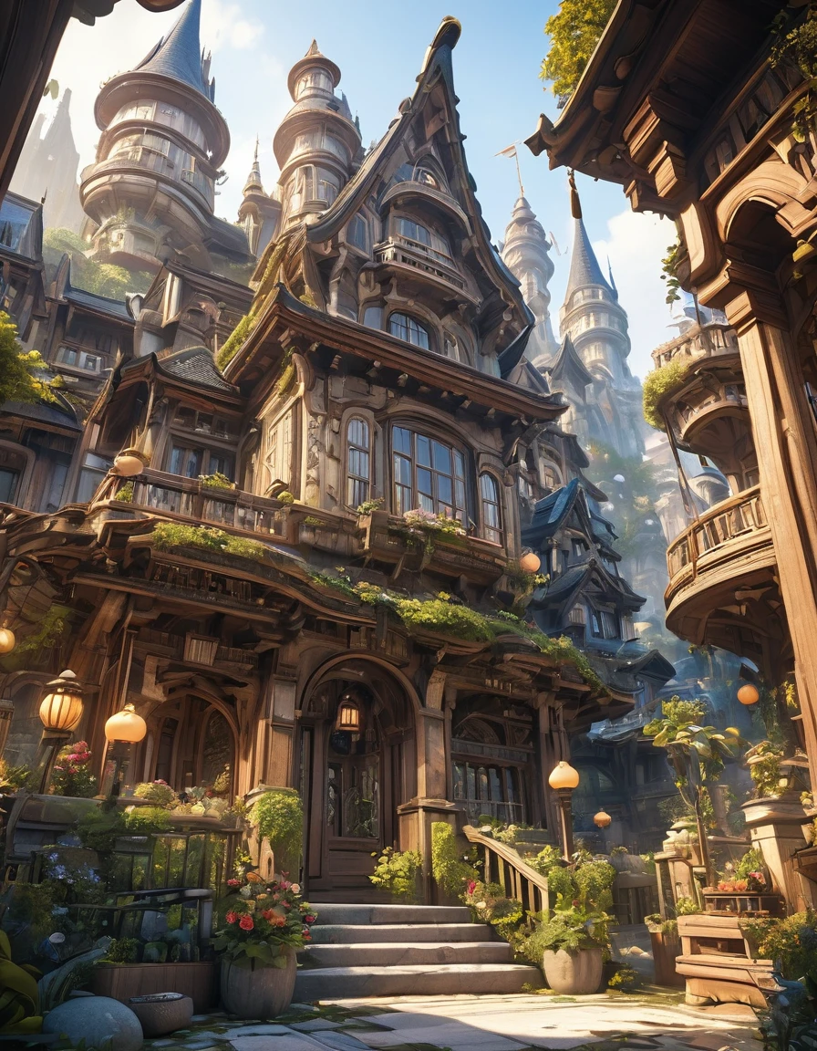 (masterpiece, best quality: 1.2),architecture,Environmental friendly,finance,,fantasy,Disney style((充满fantasy元素的masterpiece))), ((best quality)), ((Intricate details))(8k)