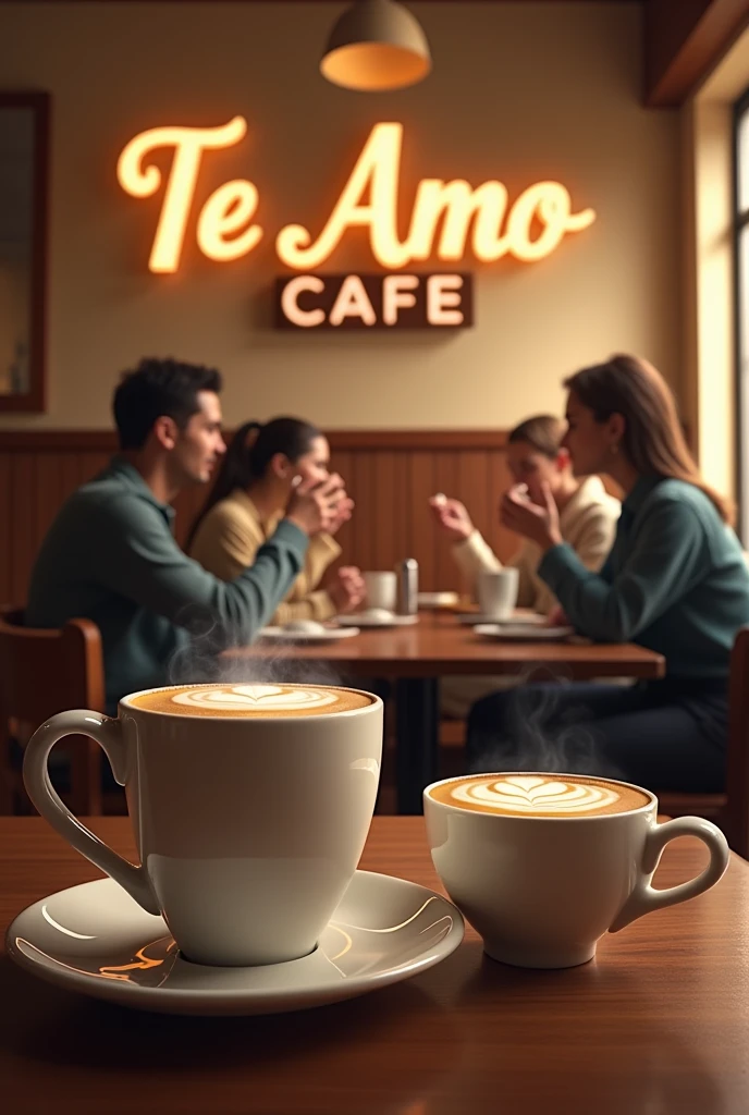 Hd poster with people drinking cupouccino back ground  in Te amo Cafe. Location :Nesto saadah