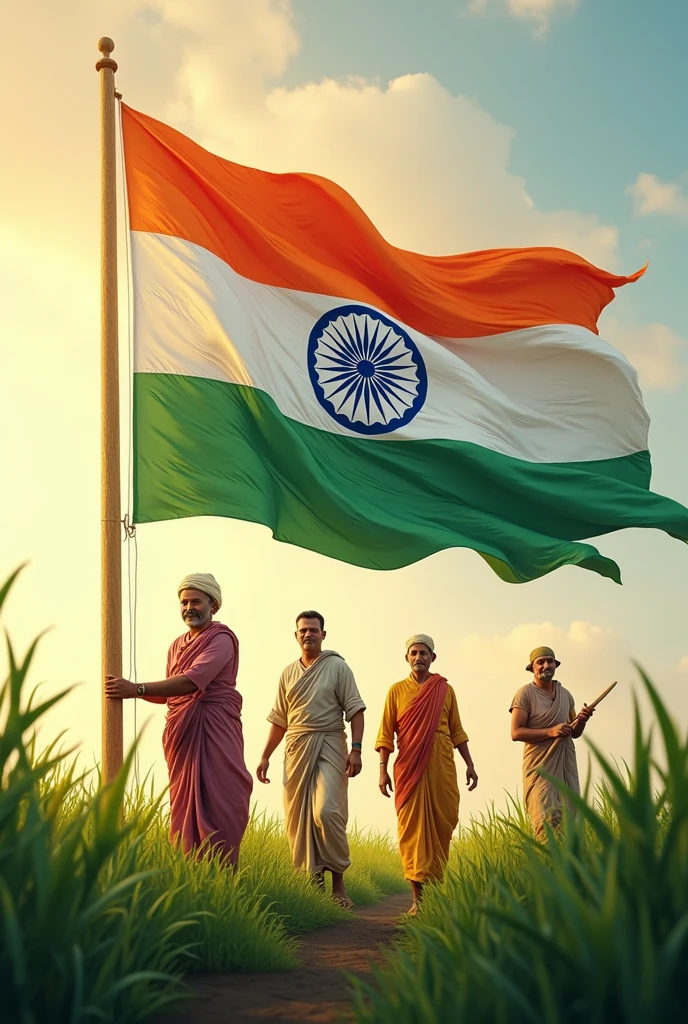 Create Indian flag with Farmers 