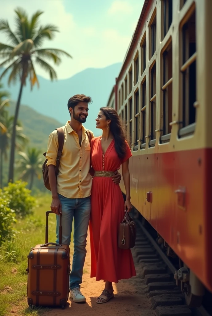 A couple going to trip. And there destination in goa. And they travel by train