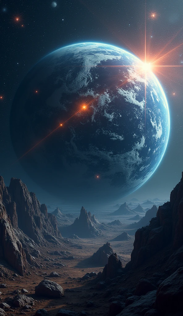 the earth, gigantic meteor, from space,