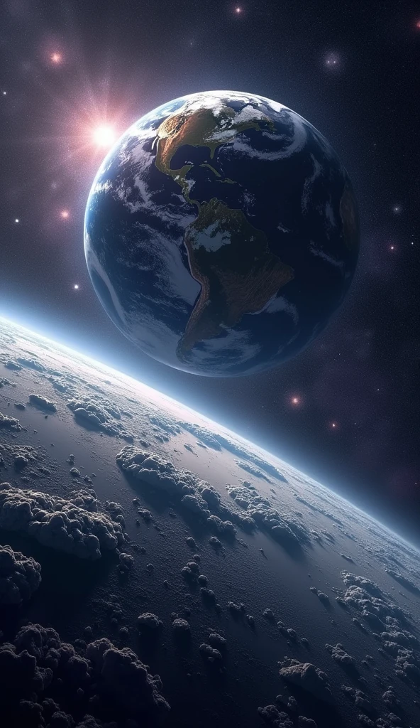 the earth, gigantic meteor, from space, 