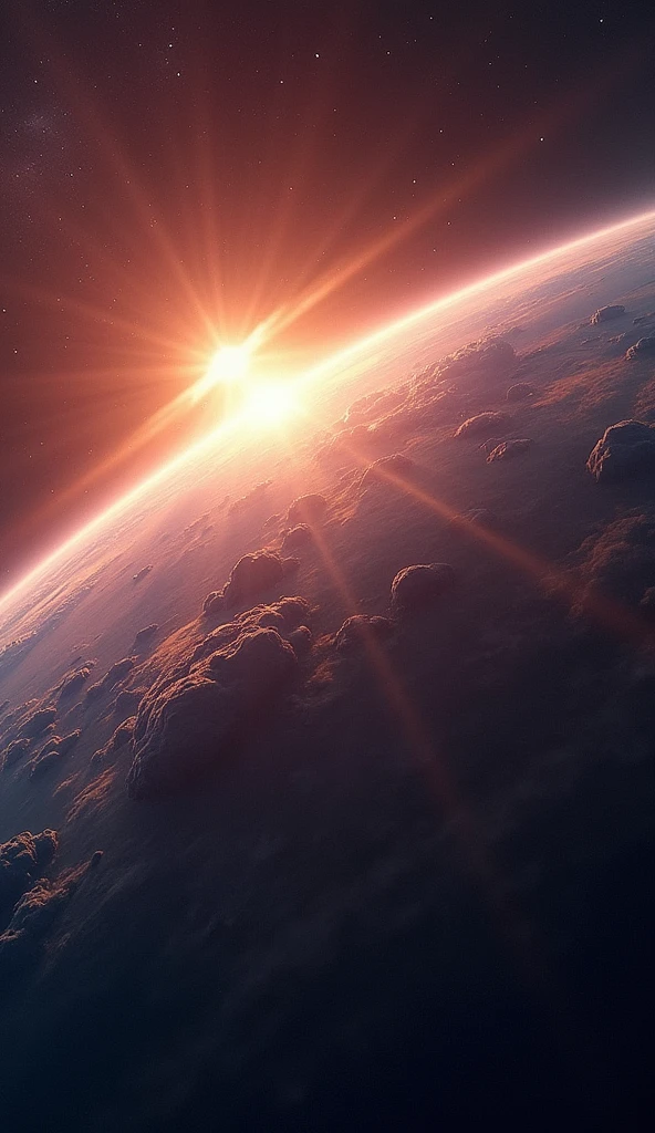 the earth, gigantic meteor, from space,
