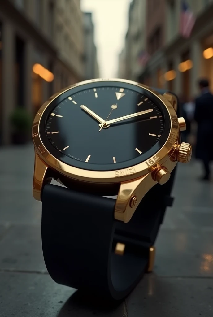 Fireballt gold smartwatch with black strep