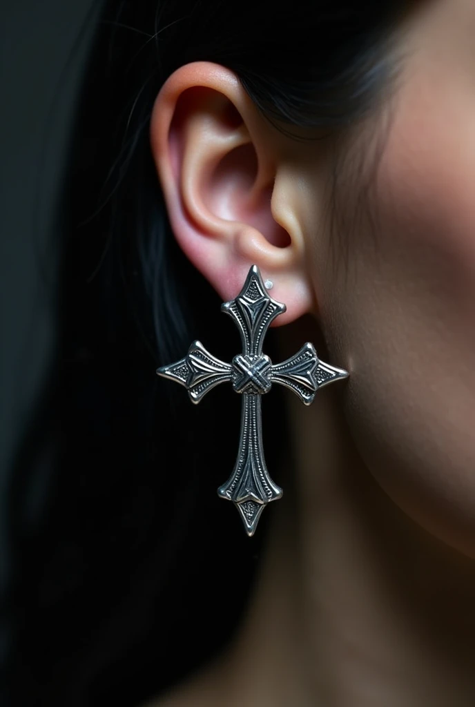 Upside down silver cross earrings