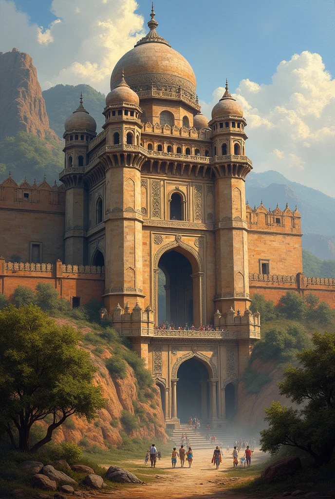 oil paintings huge indian fort