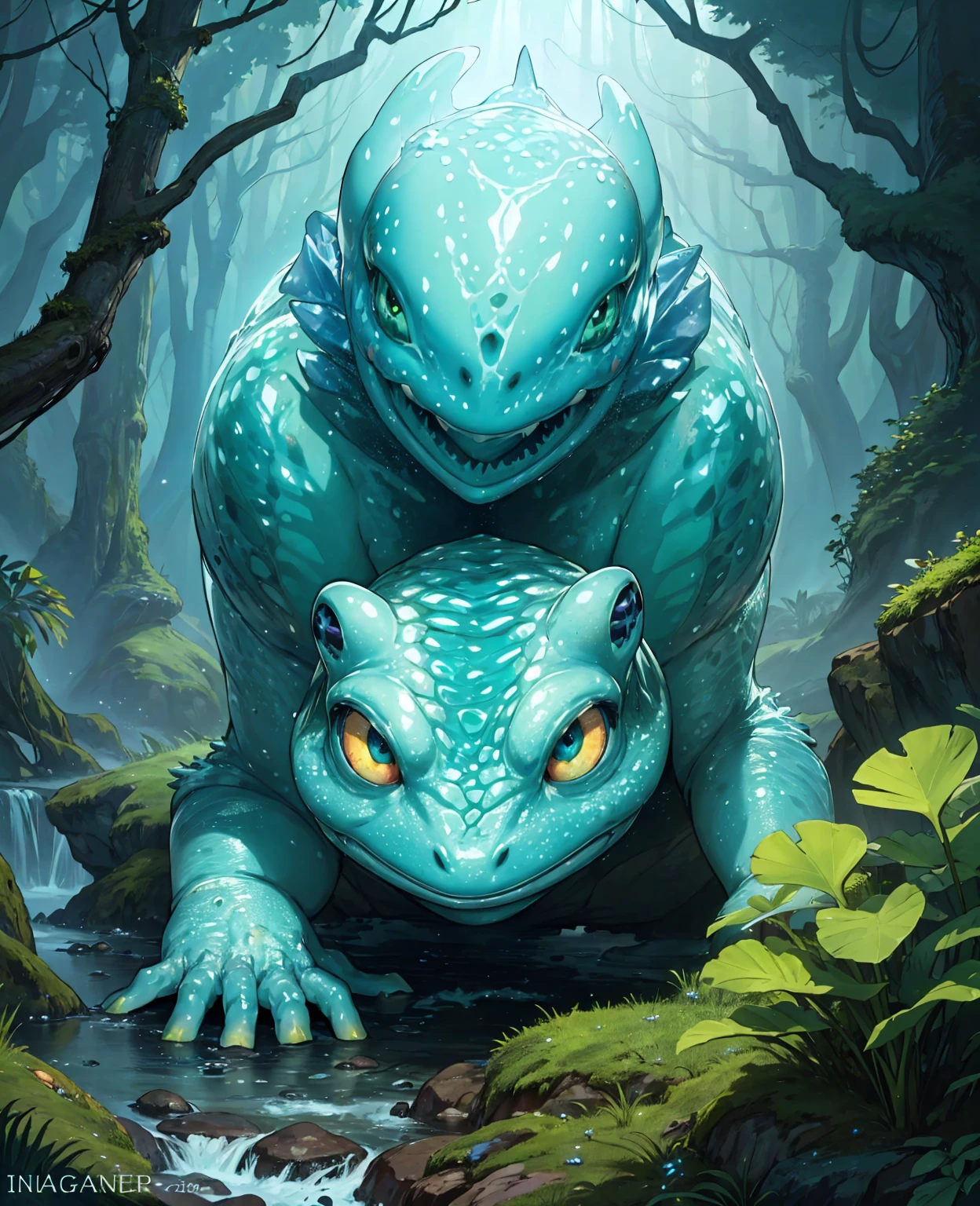 a tiny ice frog, detailed eyes and face, beautiful amphibian, photorealistic, 8k, hyperdetailed, intricate details, striking colors, natural environment, lush forest, mossy rocks, glowing icy skin, crystalline ice, magical atmosphere, fantasy concept art